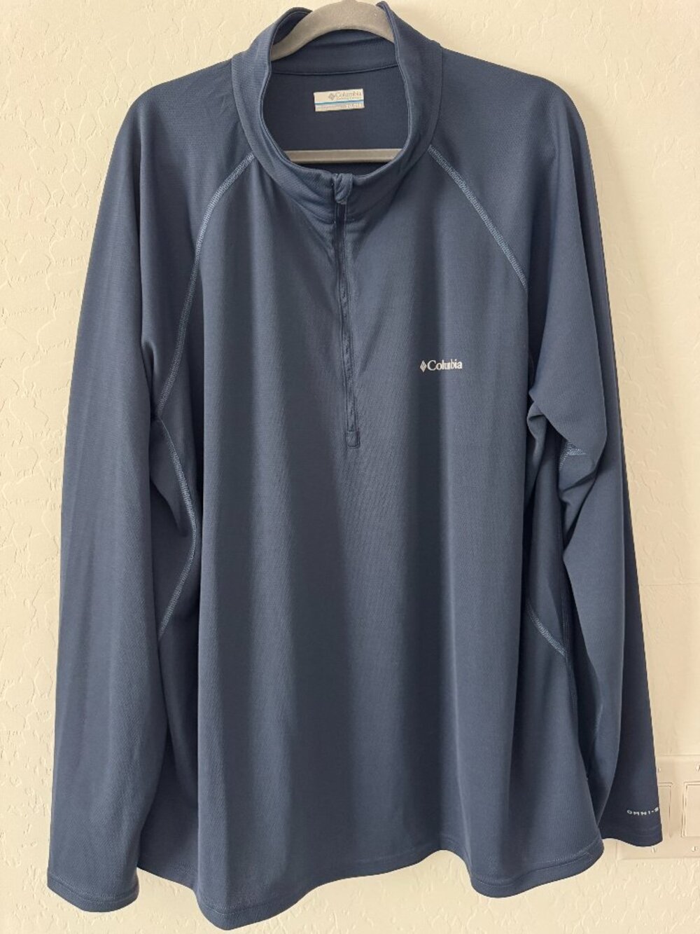 Columbia Omni Shade Quarter Zip Pullover XXL Blue Performance Fishing Golf 2XL